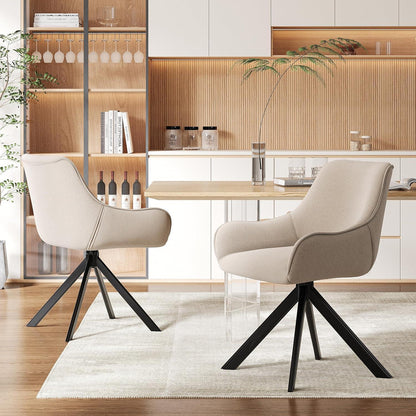 Drehbarer Esszimmerstuhl Set 6er – Beige, Modern & Komfortabel