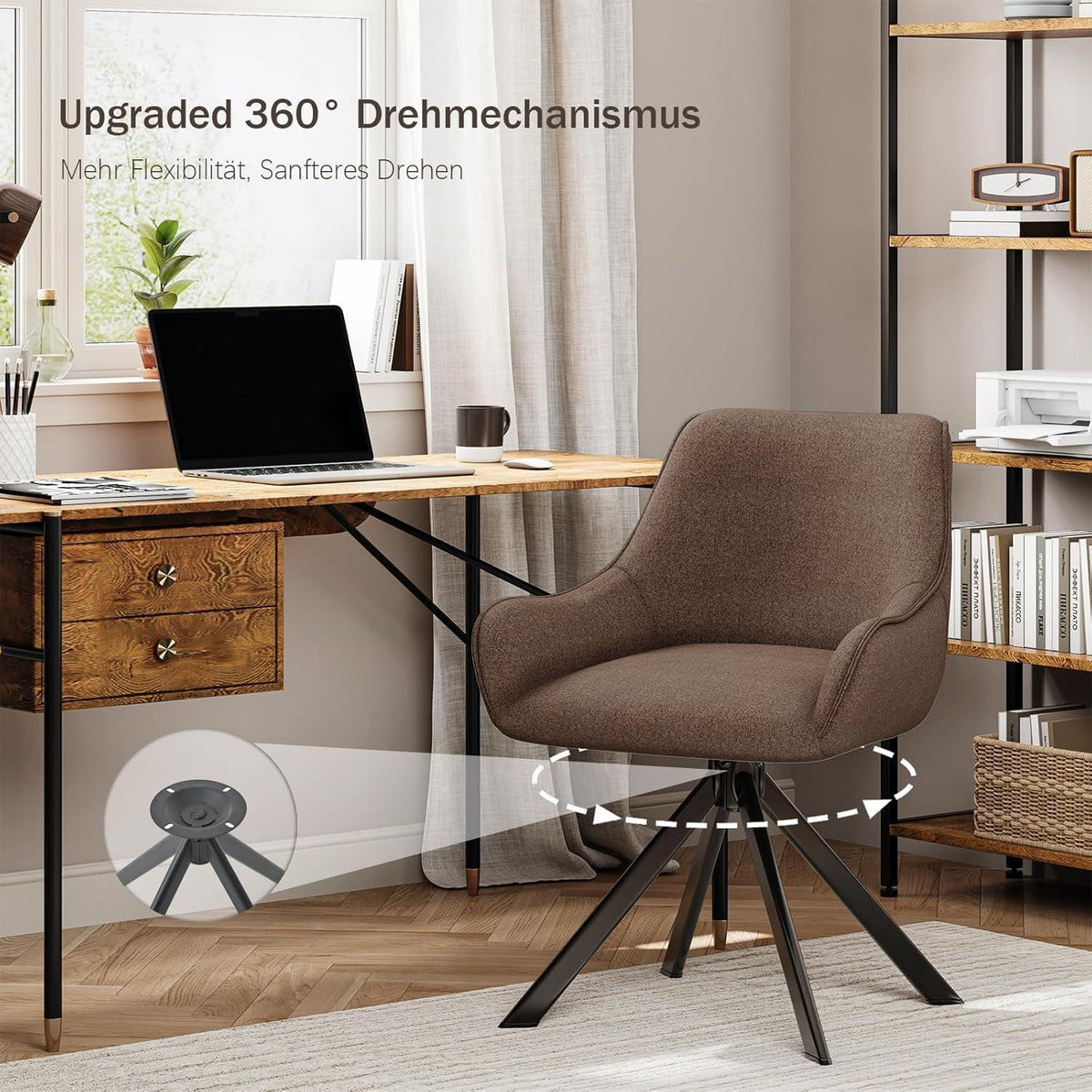 Drehbarer Esszimmerstuhl Set 4er – Polsterstuhl mit Armlehne Braun