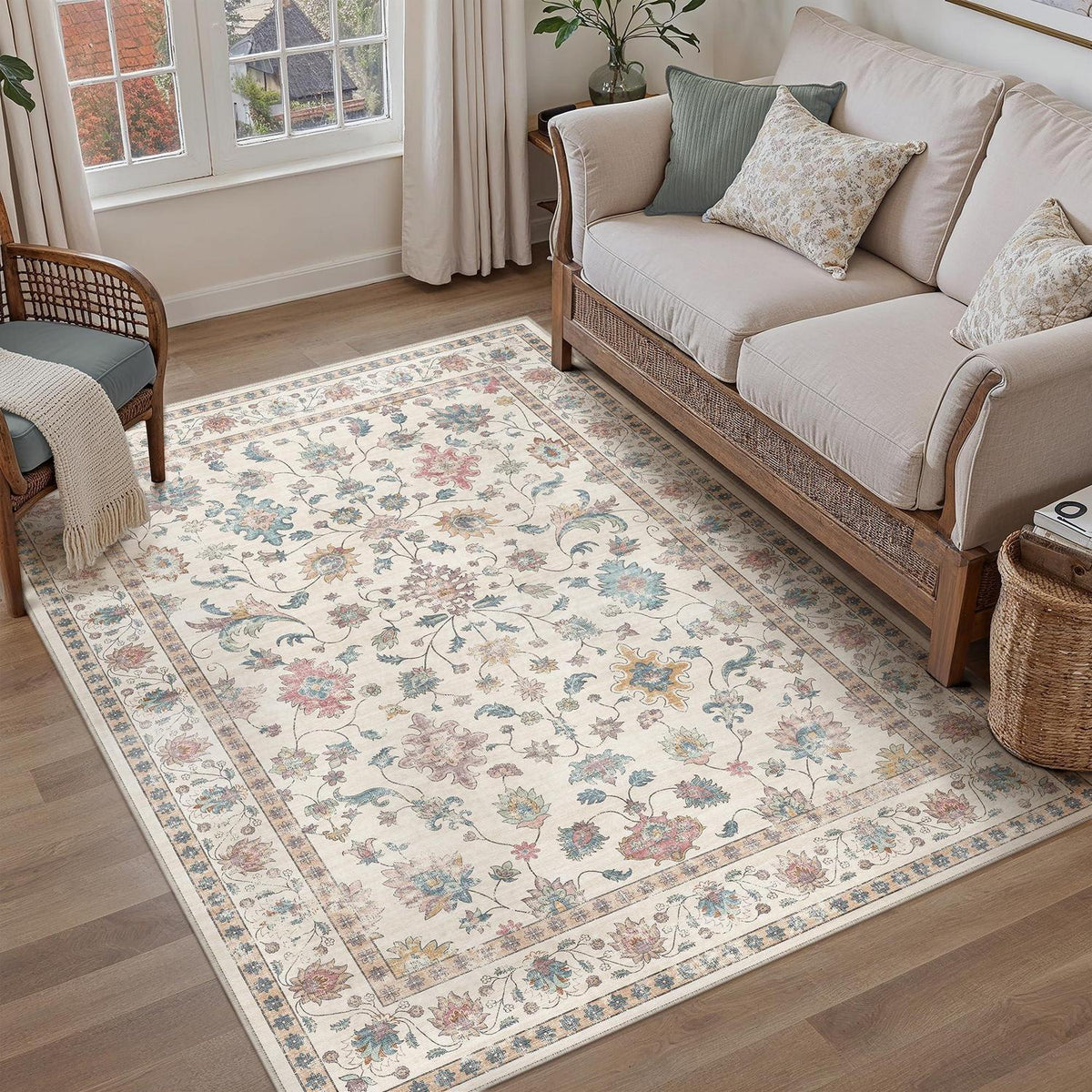 Waschbarer Teppich Wohnzimmer 140x200cm - Vintage Design