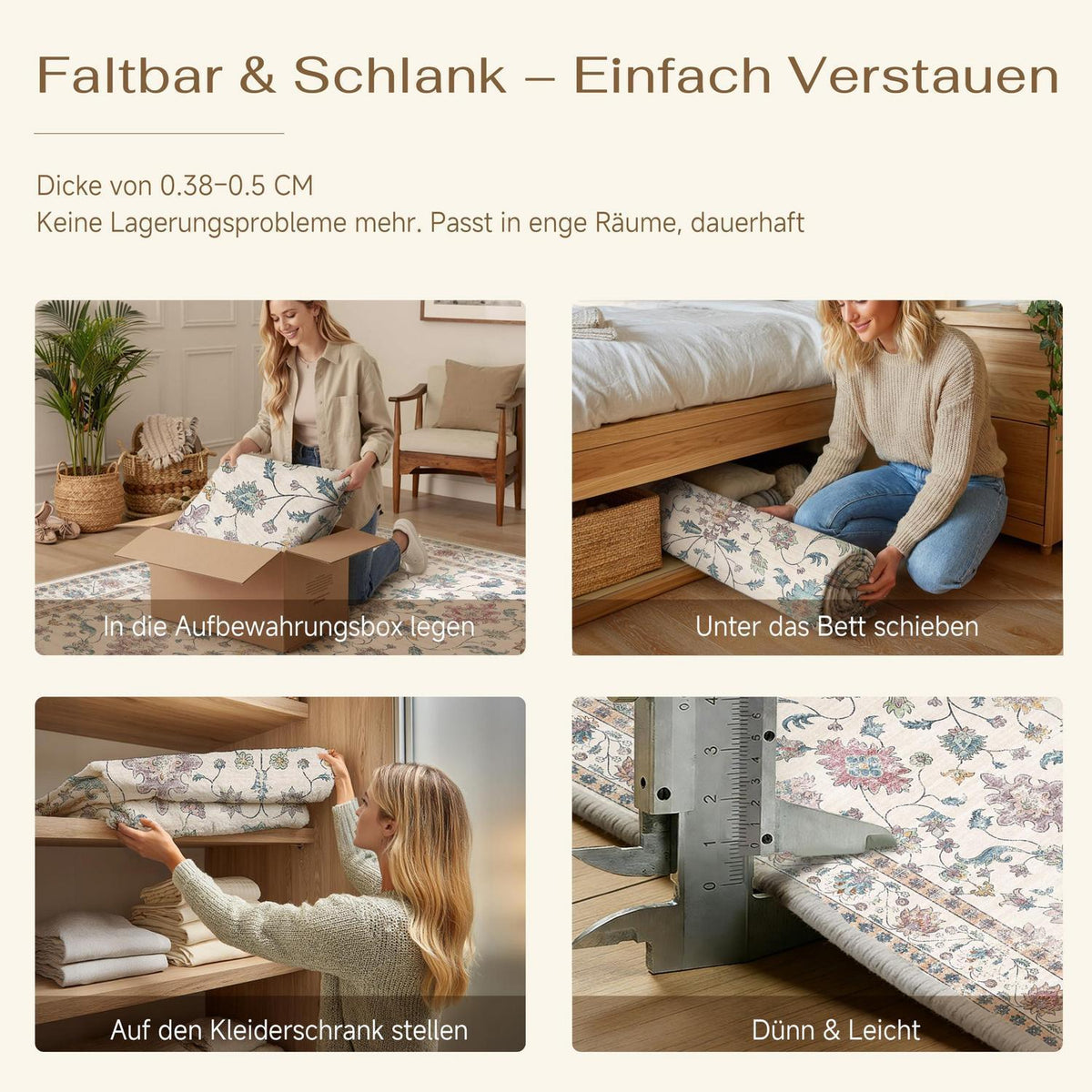 Waschbarer Teppich Wohnzimmer 140x200cm - Vintage Design