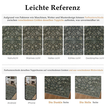 Waschbarer Teppich Grün 300x400cm – Vintage Wohnzimmerteppich