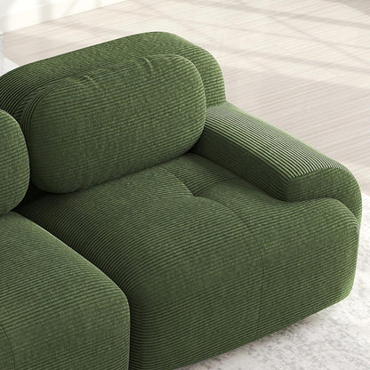 Grünes U-förmiges Sofa mit Cordstoff (3-Sitzer + 2 Hocker)