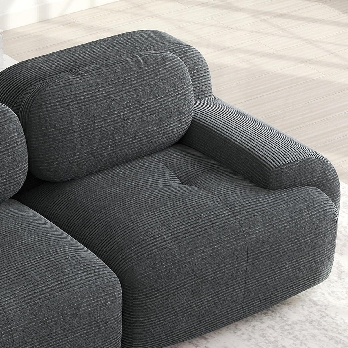 4-Sitzer Cord Sofa Grau – Modernes Wohnzimmer Sofa