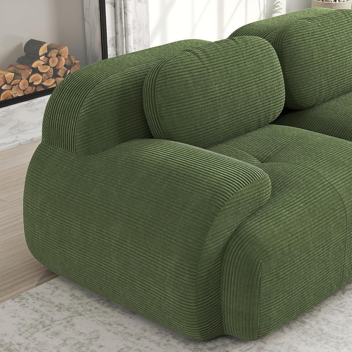 4-Sitzer Cord Sofa Grün – Modernes Wohnzimmer Sofa