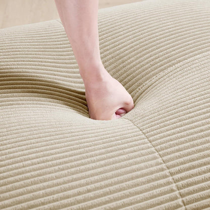 2-4 Sitzer Cord Sofa mit Hockern – Beige Wohnzimmer Couch