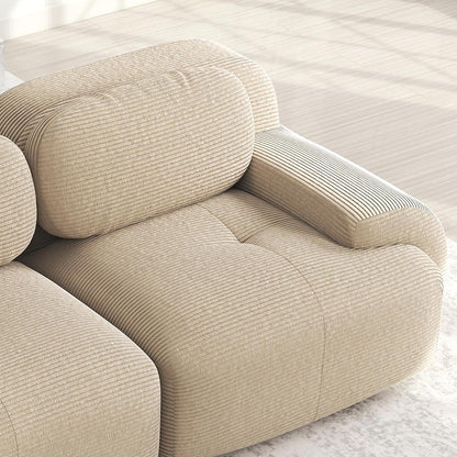 2-4 Sitzer Cord Sofa mit Hockern – Beige Wohnzimmer Couch