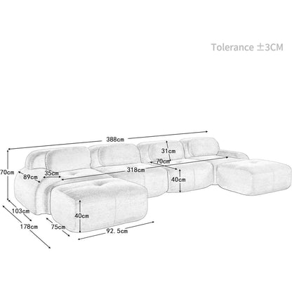 Grünes U-förmiges Sofa mit Cordstoff (4-Sitzer + 2 Hocker)