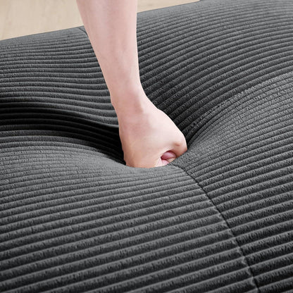 Modulares Sofa 3-6 Sitze Grau mit Hockern – Cord Stoff für Wohnzimmer