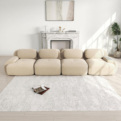 4-Sitzer Cord Sofa Beige – Modernes Wohnzimmer Sofa