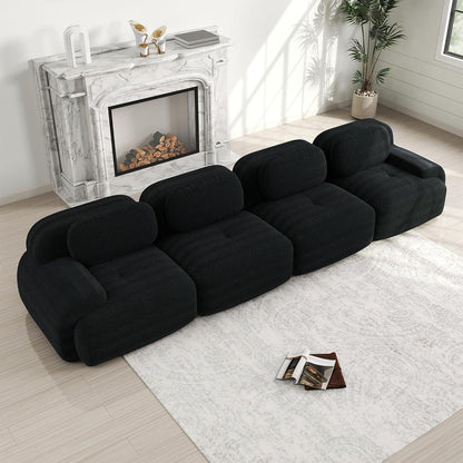 4-Sitzer Cord Sofa Schwarz – Modernes Wohnzimmer Sofa