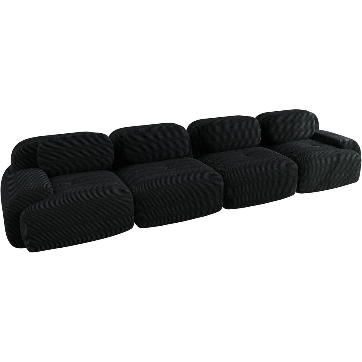 4-Sitzer Cord Sofa Schwarz – Modernes Wohnzimmer Sofa