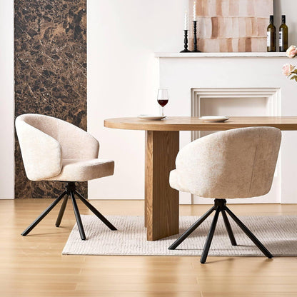Drehbarer Esszimmerstuhl mit Samtbezug, Beige