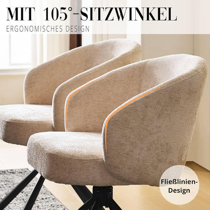 Drehbarer Esszimmerstuhl mit Samtbezug, Beige