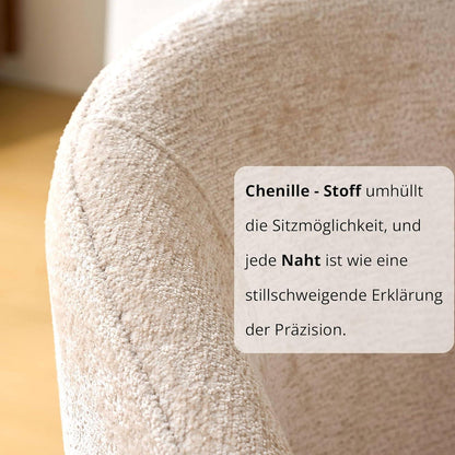 Drehbarer Esszimmerstuhl mit Samtbezug, Beige