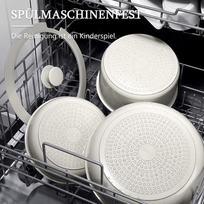 11-teiliges Topfset mit abnehmbarem Griff – Induktion & mehr