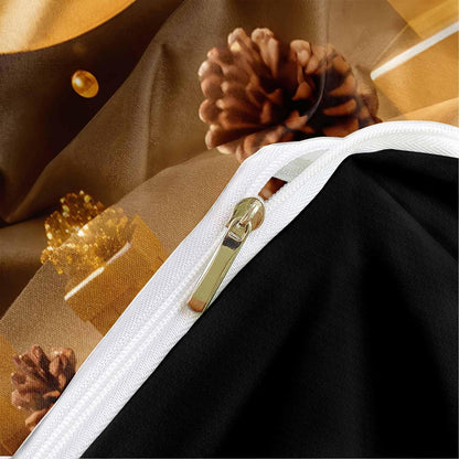 Weihnachts Bettwäsche Set 135x200cm - 4-teilig, Gold & Schwarz
