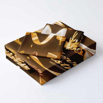 Weihnachts Bettwäsche Set 135x200cm - 4-teilig, Gold & Schwarz