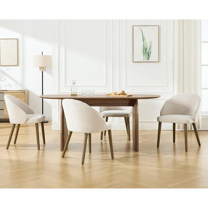 Moderne Esszimmerstühle Set 4 – Beige Polsterstühle mit Holzbeinen