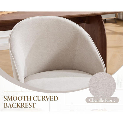 Moderne Esszimmerstühle Set 4 – Beige Polsterstühle mit Holzbeinen