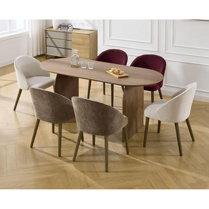 Moderne Esszimmerstühle Set 4 – Beige Polsterstühle mit Holzbeinen