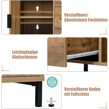 Kommode Holz 2 Türen 3 Schubladen – Sideboard Industrie Stil