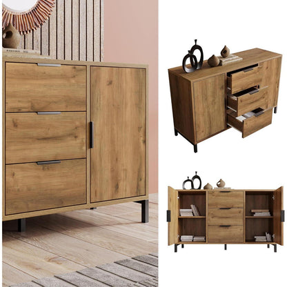 Kommode Holz 2 Türen 3 Schubladen – Sideboard Industrie Stil