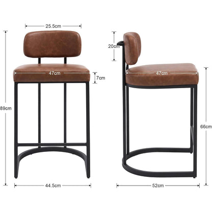 Moderner Barhocker 4er Set in Lederoptik & Metallfuß