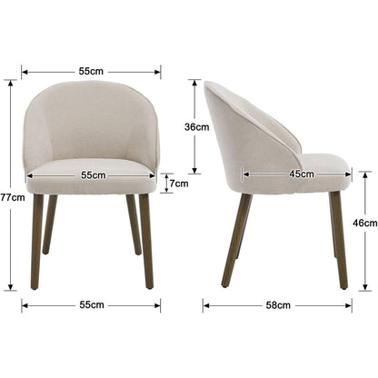 Moderne Esszimmerstühle 2er Set – Beige Polsterstühle mit Holzbeinen