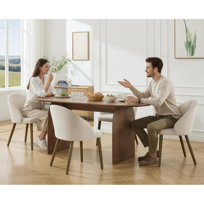 Moderne Esszimmerstühle 2er Set – Beige Polsterstühle mit Holzbeinen