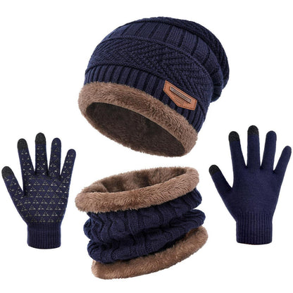 3-teiliges Winterset: Mütze, Schal & Handschuhe mit Fleecefutter