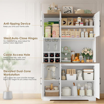 Küchenschrank Weiß 106x180 cm | Buffetschrank mit 6 Türen