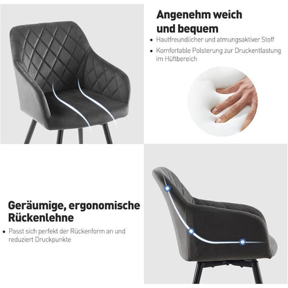Drehbarer Esszimmerstuhl Set Samt Grau – 4er Pack