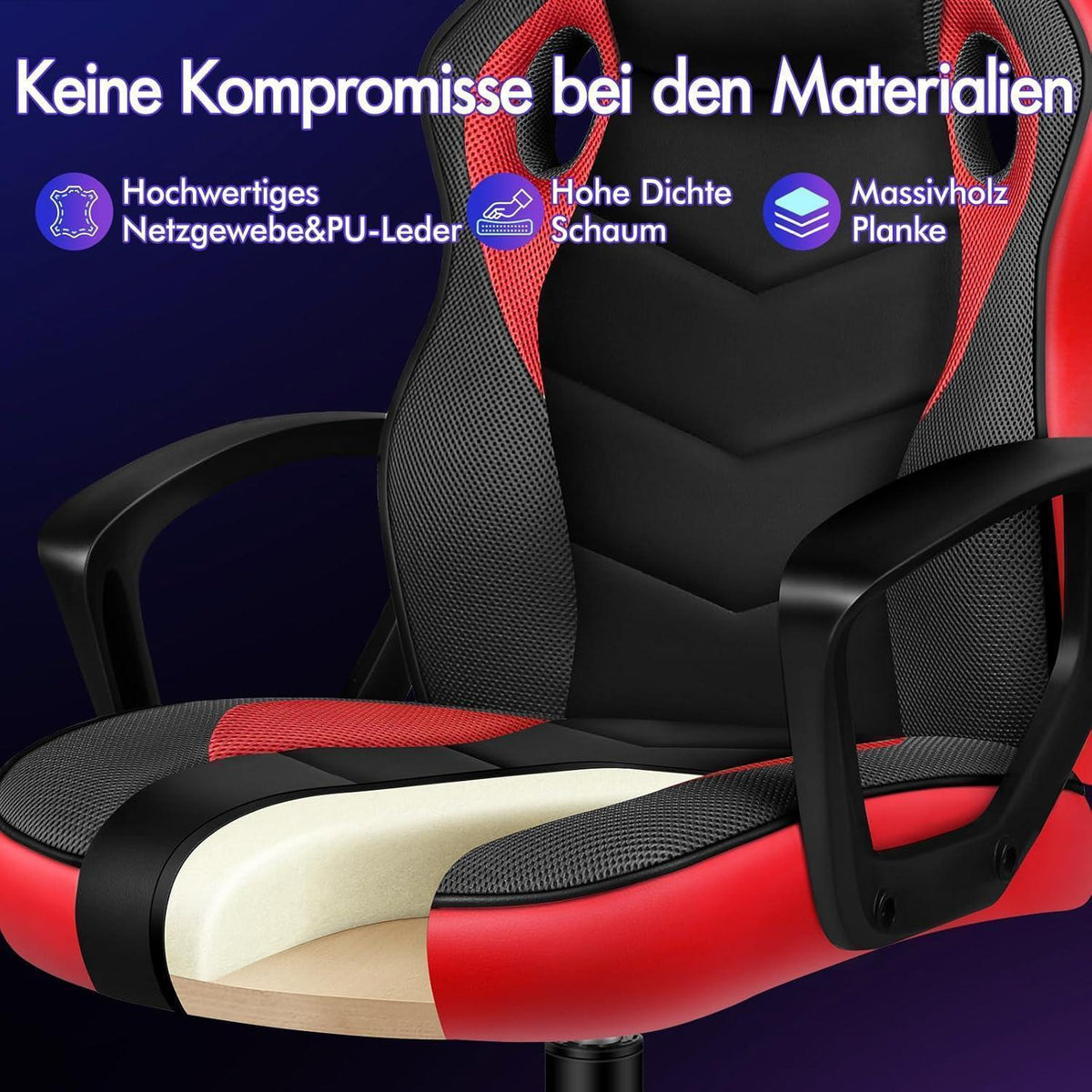 Ergonomischer Gaming-Schreibtischstuhl Rot Mega, 150 kg belastbar