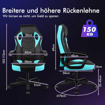 Ergonomischer Gaming-Schreibtischstuhl Cyan Mega