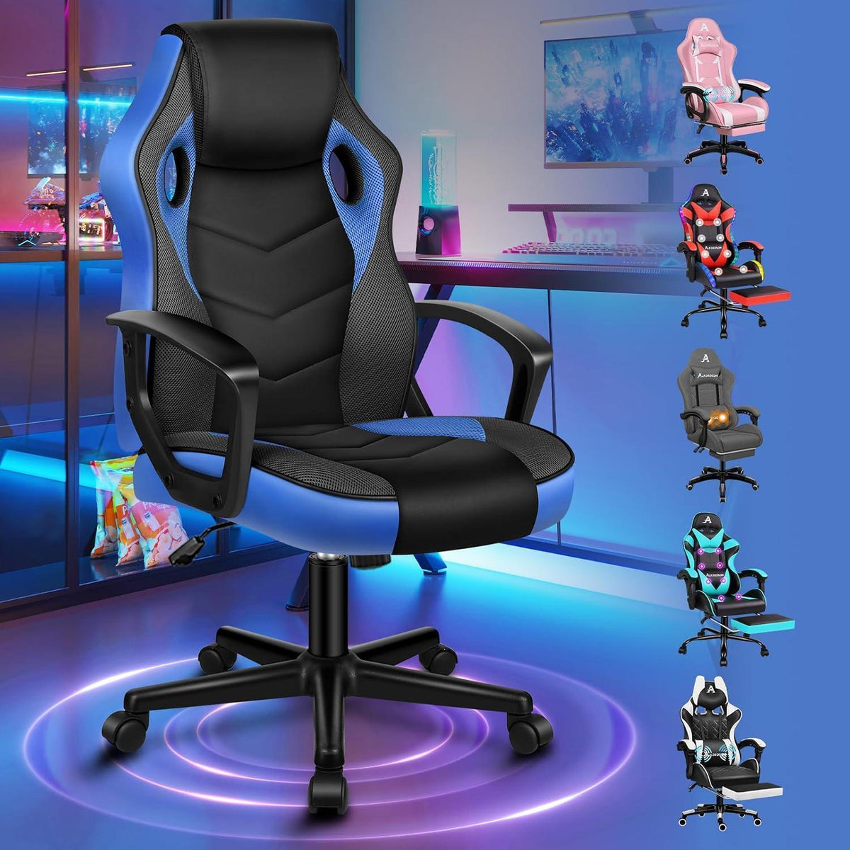 Ergonomischer Gaming-Schreibtischstuhl Blau Mega