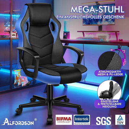 Ergonomischer Gaming-Schreibtischstuhl Blau Mega