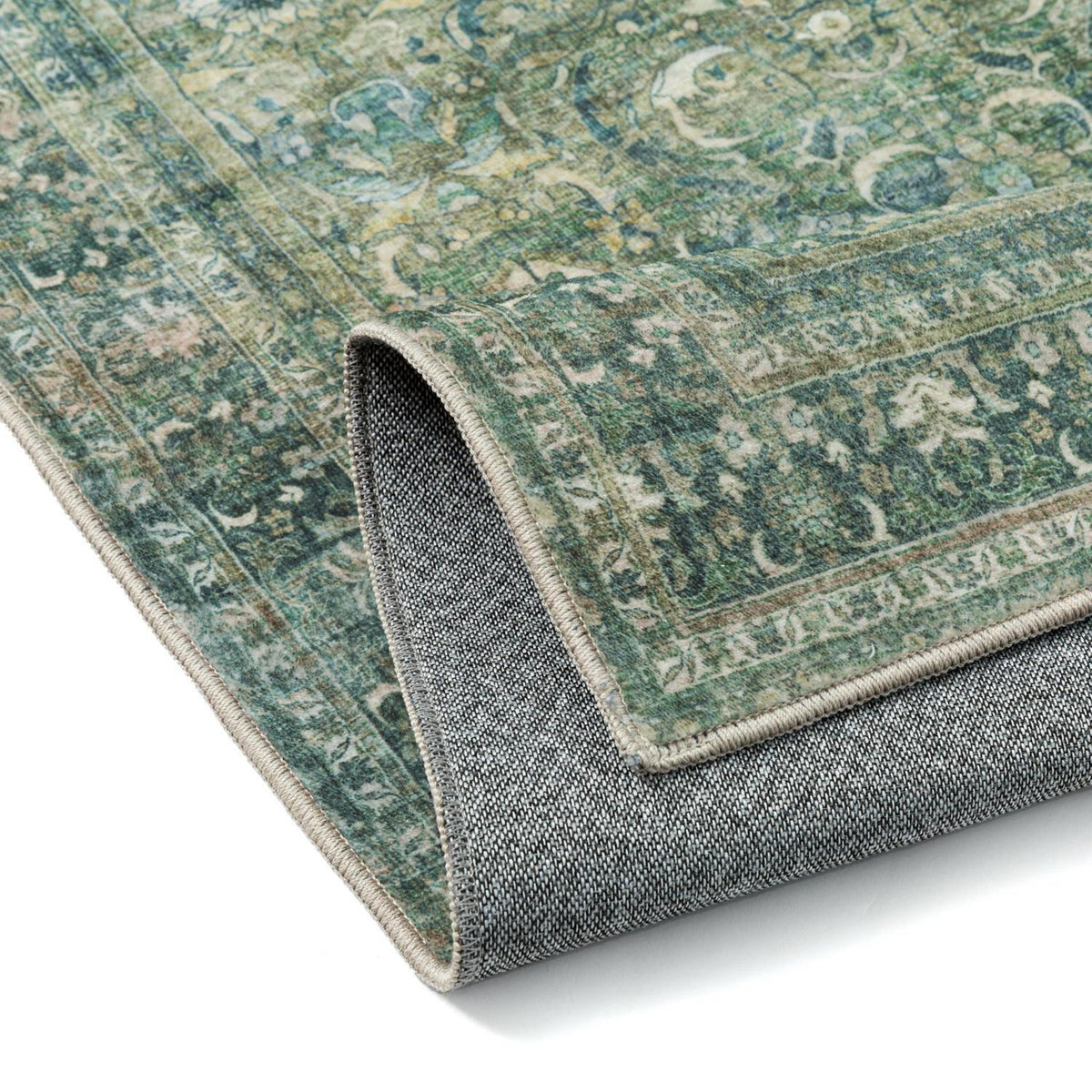 Vintage Grün Teppich 200x300cm Waschbar – Wohnzimmer & Schlafzimmer