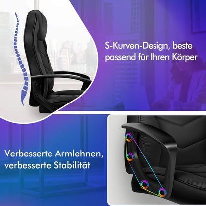 Ergonomischer Gaming-Schreibtischstuhl, höhenverstellbar, 150 kg belastbar
