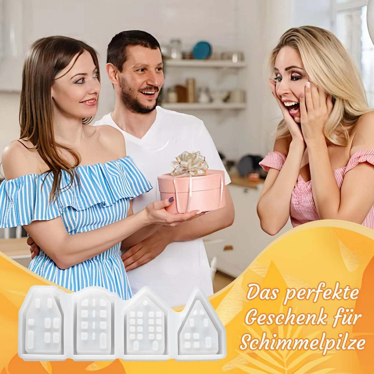 Silikonform Haus 4 Gitter – Gießform für Miniatur Deko & Harzkunst