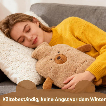 Wärmflasche mit Bezug, 2L, Bärenmuster, PVC & Vlies
