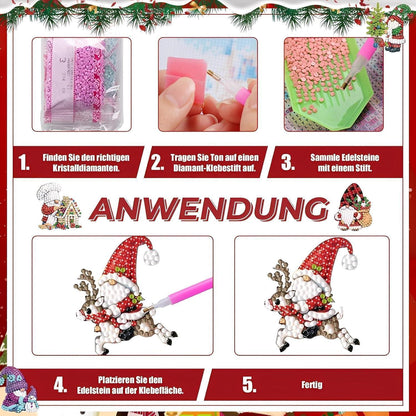 Diamant Painting Weihnachten Anhänger Set – 12 Wichtel zum Basteln