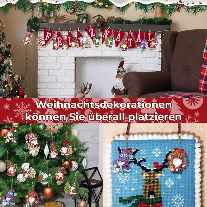 Diamant Painting Weihnachten Anhänger Set – 12 Wichtel zum Basteln
