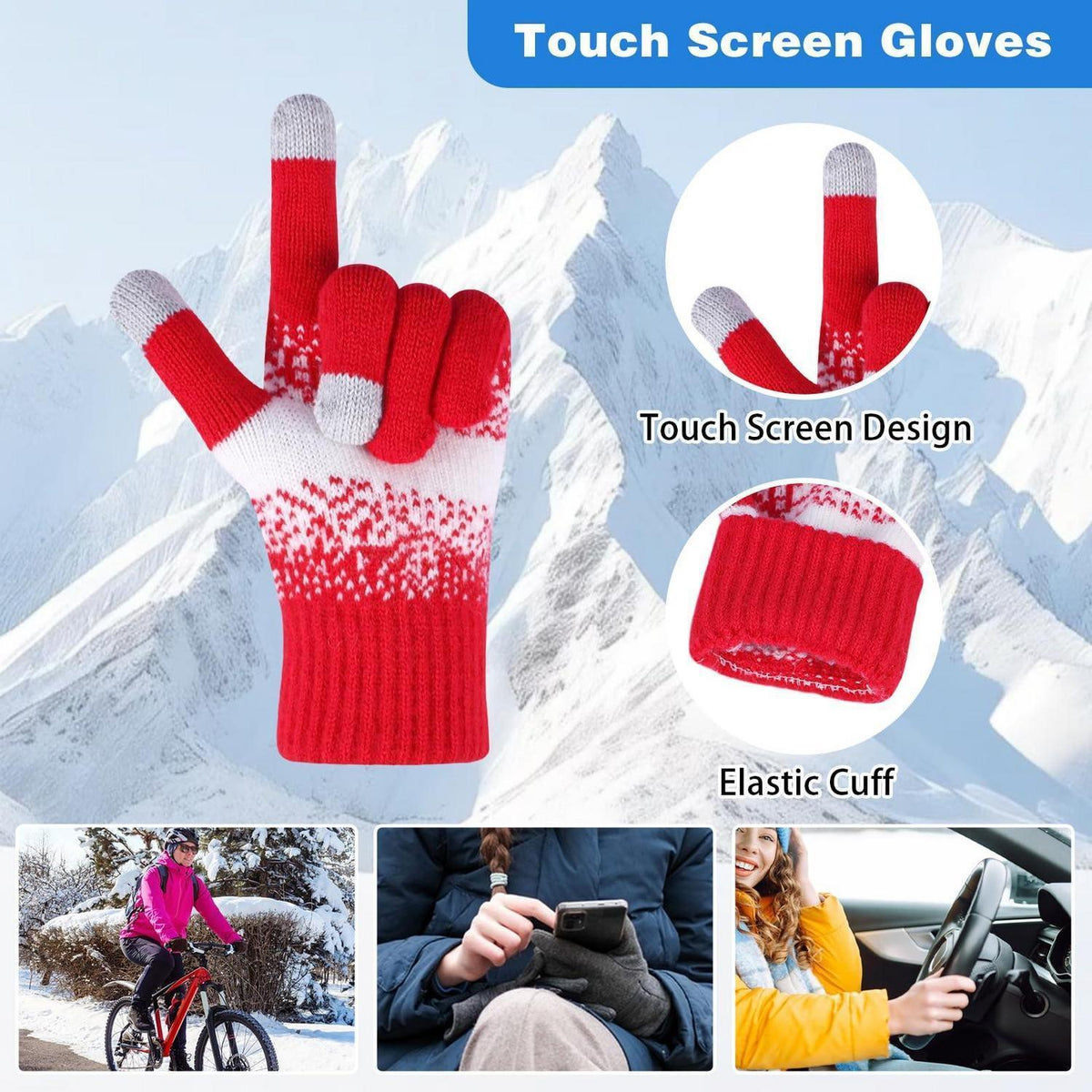 Damen Winterset: Beanie, Schal & Handschuhe mit Touchscreen