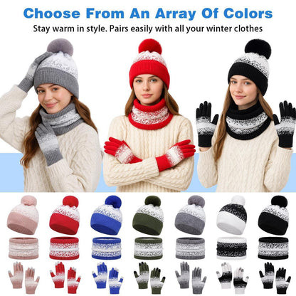 Damen Winterset: Beanie, Schal & Handschuhe mit Touchscreen
