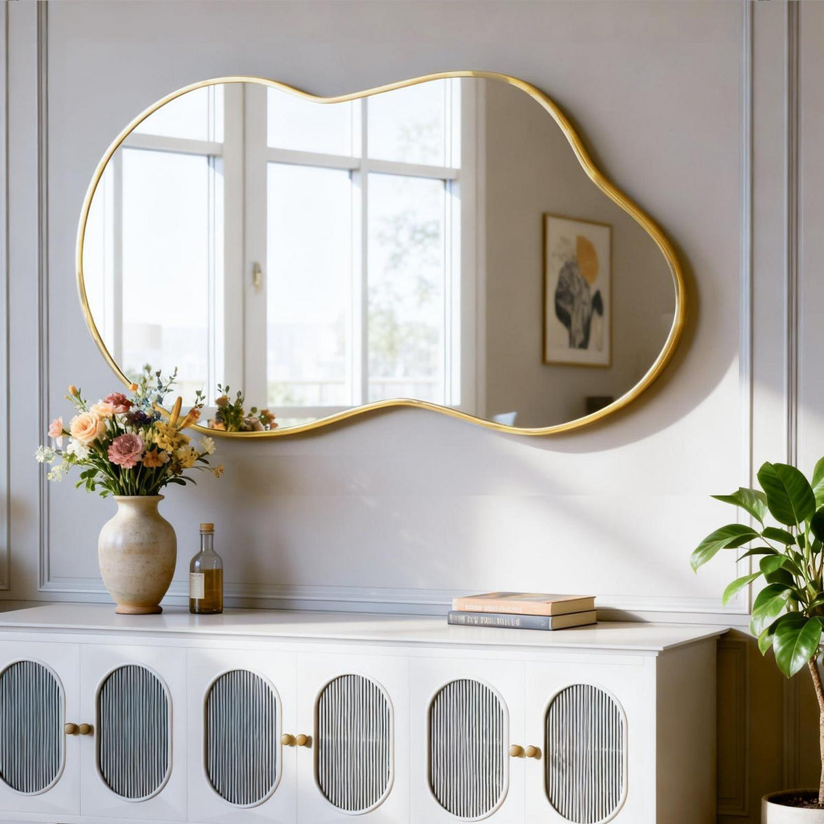 Asymmetrischer Wandspiegel Gold 50x90cm – Moderner Badezimmer Spiegel