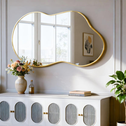 Asymmetrischer Wandspiegel Gold 50x90cm – Moderner Badezimmer Spiegel