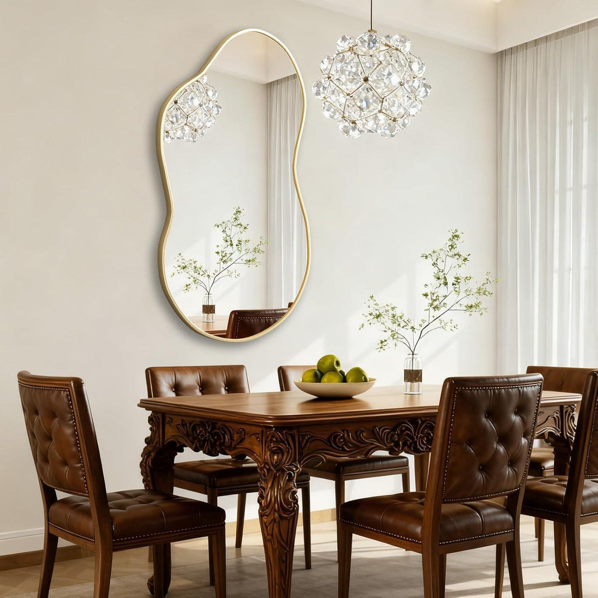 Asymmetrischer Wandspiegel Gold 50x90cm – Moderner Badezimmer Spiegel