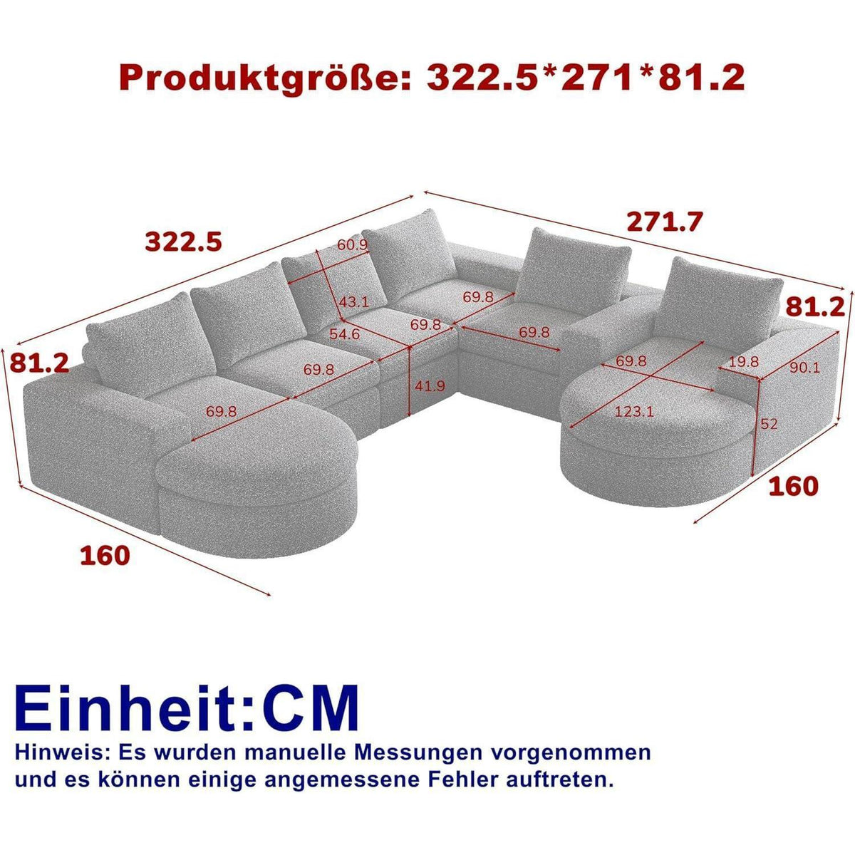 Modulares Ecksofa mit Liegefläche & Nackenkissen – Schwarz