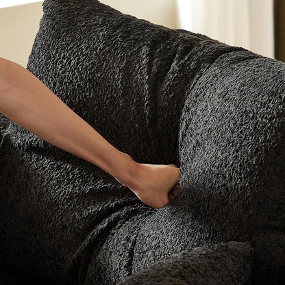 Modulares Ecksofa mit Liegefläche & Nackenkissen – Schwarz