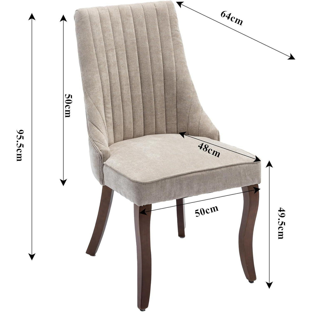 Esszimmerstühle 6er Set, Beige – Massivholz & Chenille-Stoff